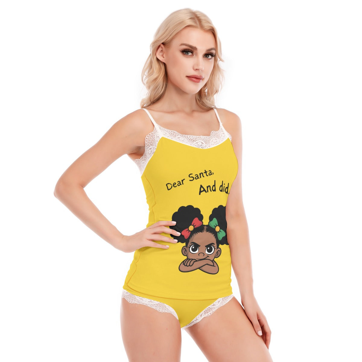 Santa And Did Lace Pajamas - Yellow