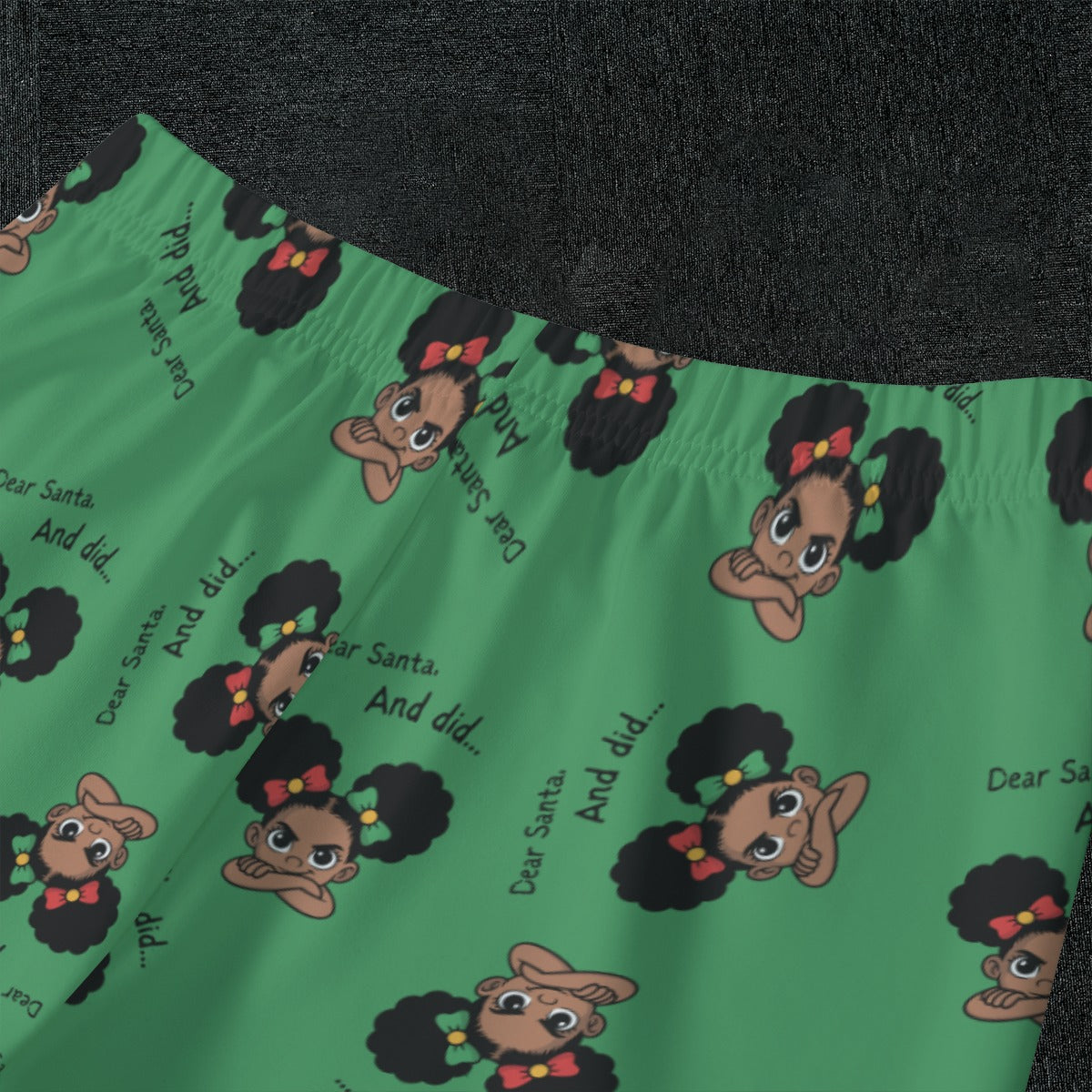 Santa And Did Solid Green Kid's Pajamas