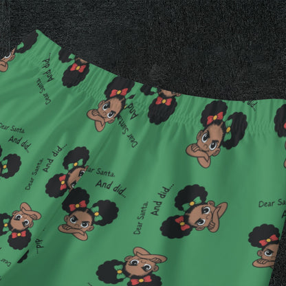 Santa And Did Solid Green Kid's Pajamas