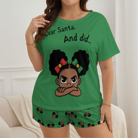 Santa and Did Women's Soft Short Set - Green