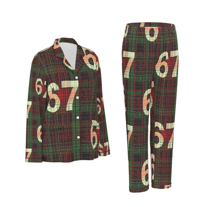 67 Women's Long Sleeve Pajama Set with Black Piping