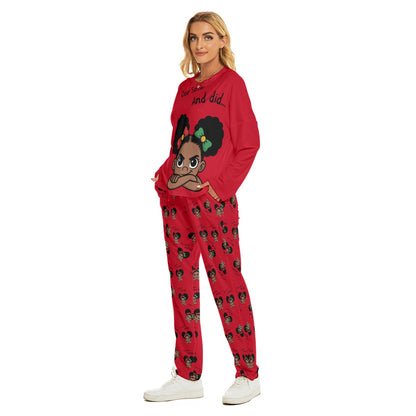Santa And Did Red Women's Pajama Suit