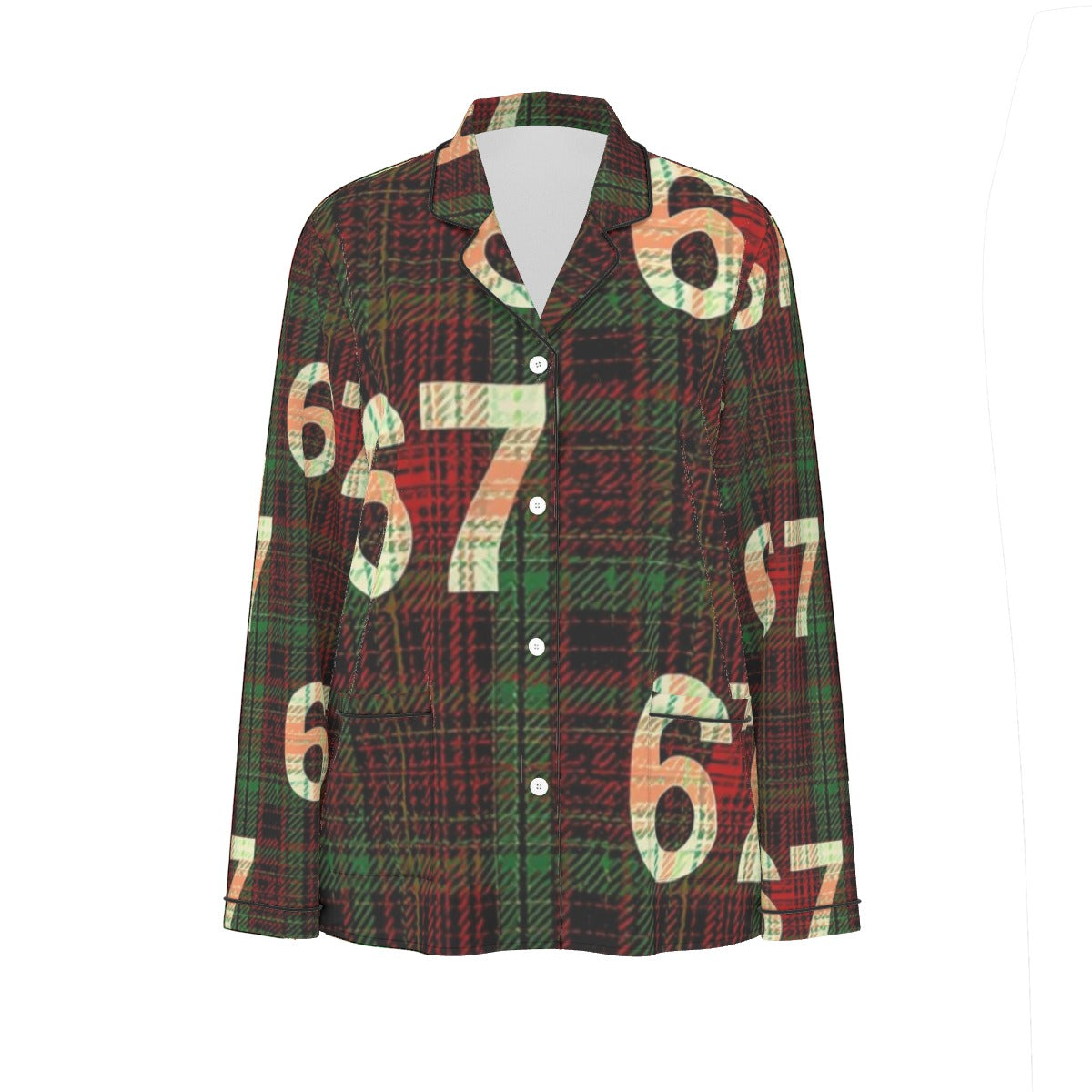 67 Women's Long Sleeve Pajama Set with Black Piping