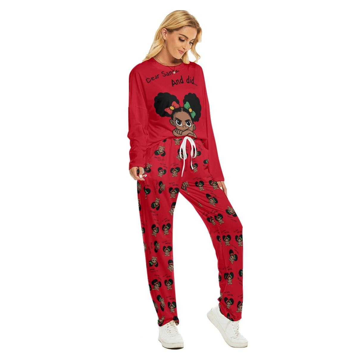 Santa And Did Red Women's Pajama Suit