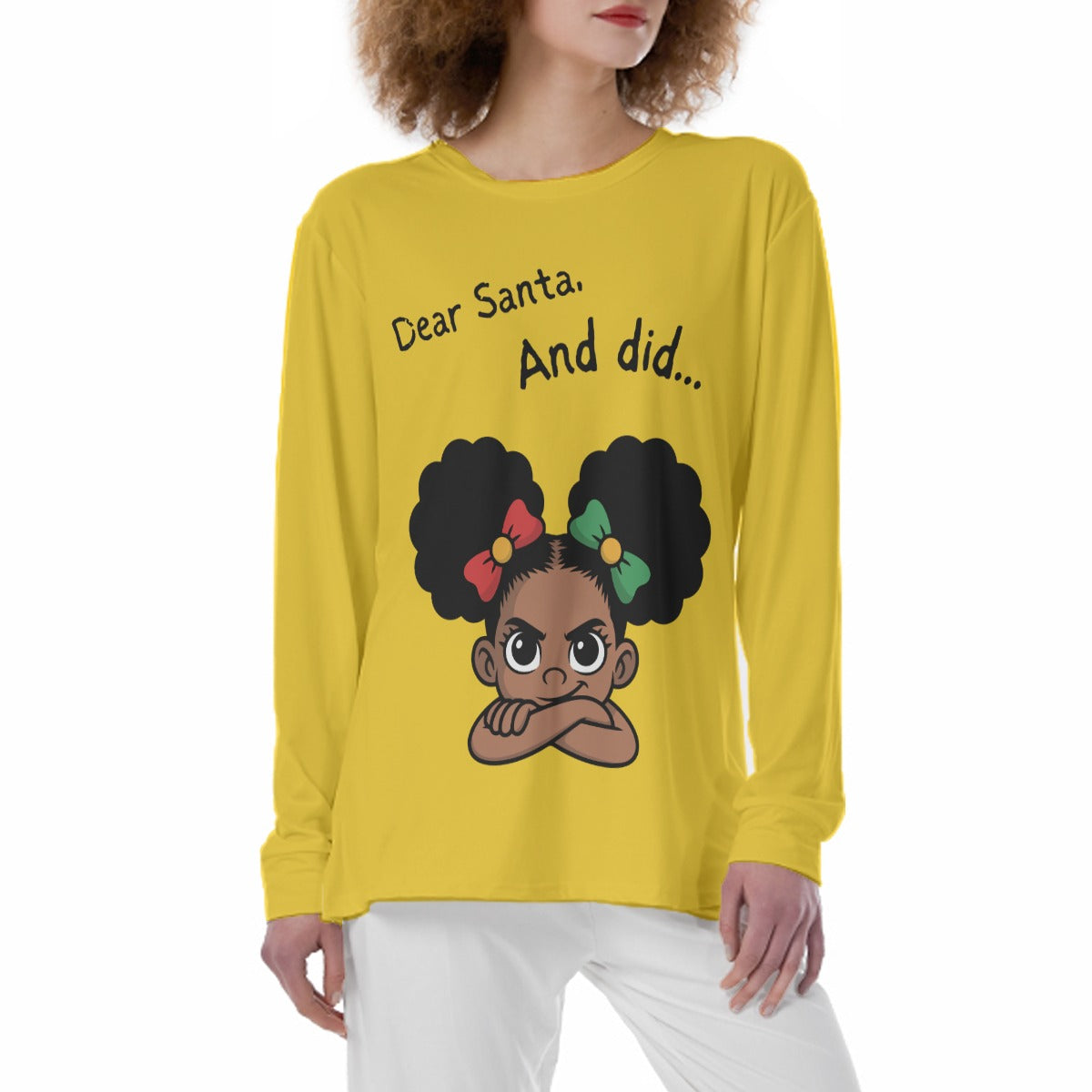 Santa and Did Womens' Pajama Tee - Yellow