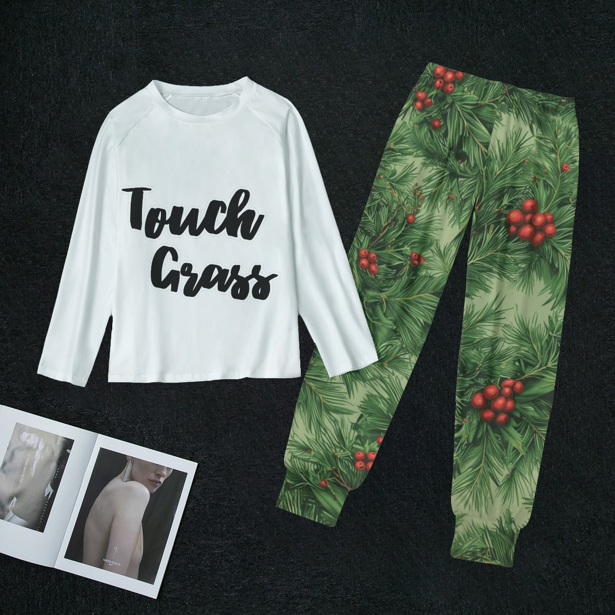 Touch Grass White Top Women's Pajamas