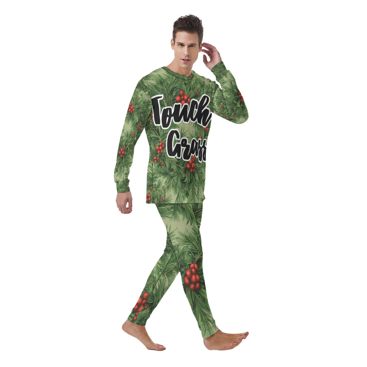 Touch Grass Green Men's Pajamas