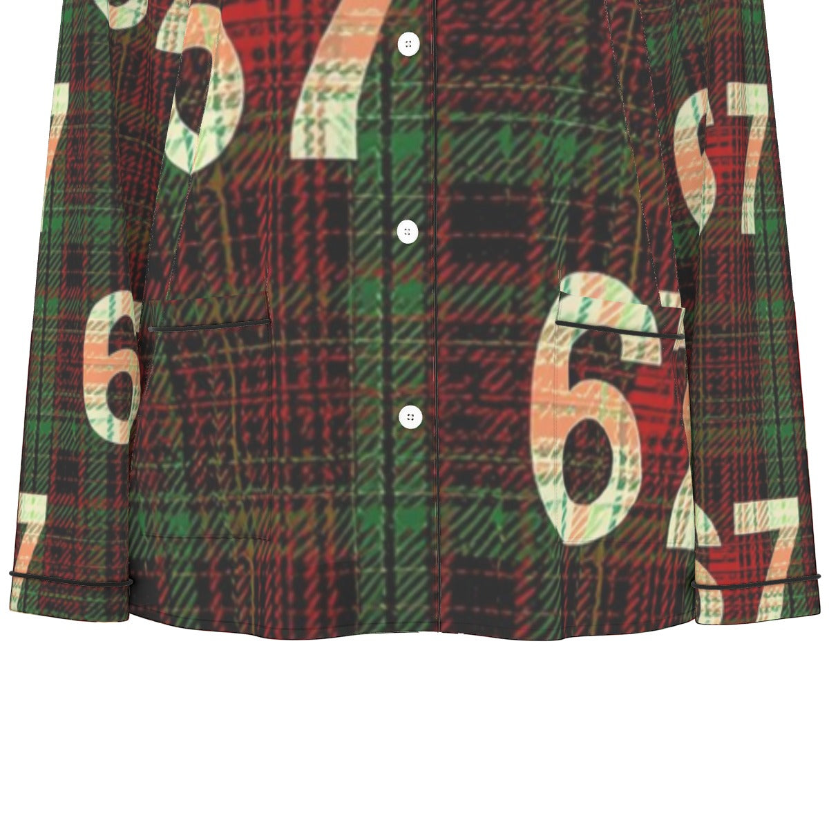 67 Women's Long Sleeve Pajama Set with Black Piping