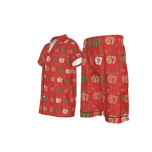 67 Red Kid's Silky Short Pajamas