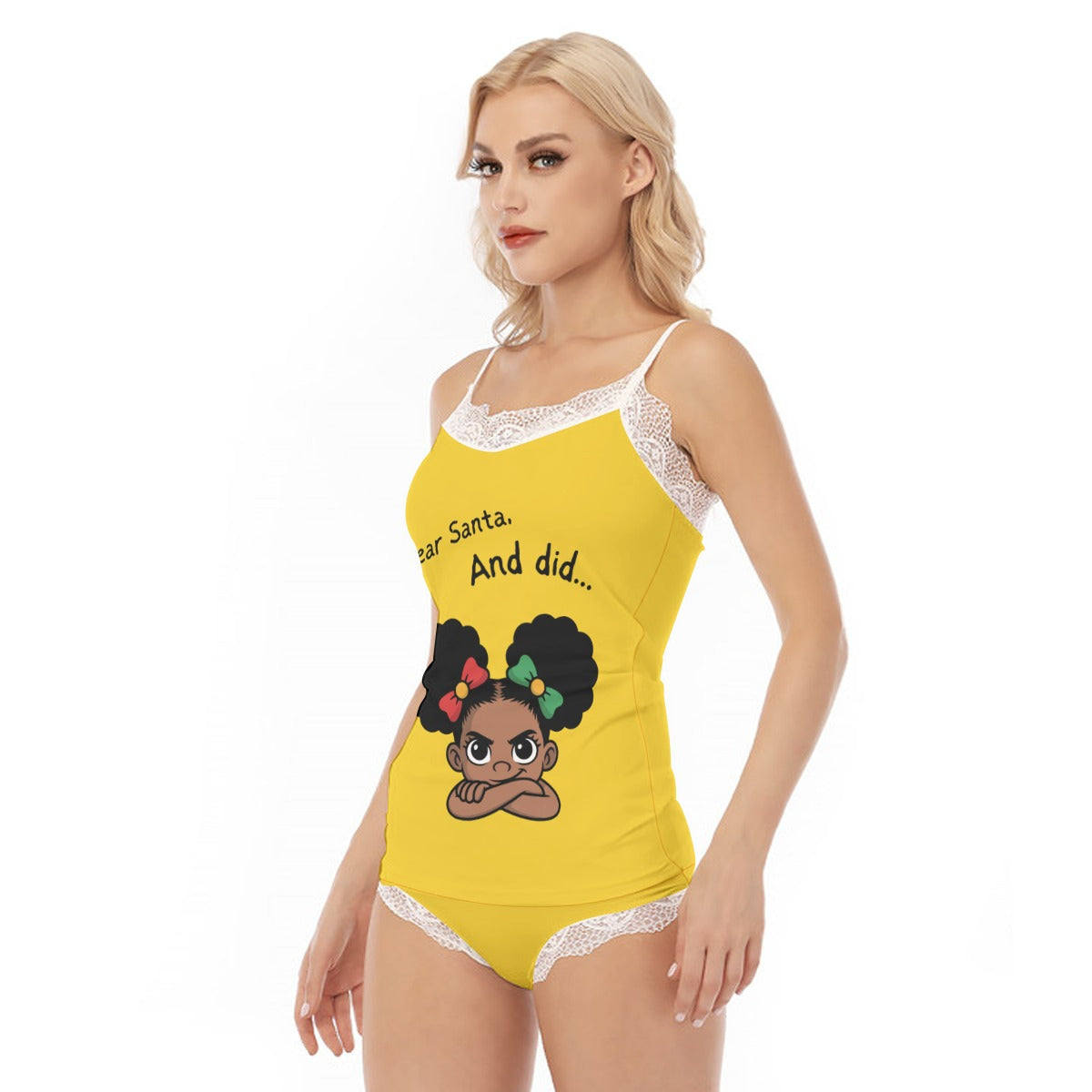 Santa And Did Lace Pajamas - Yellow