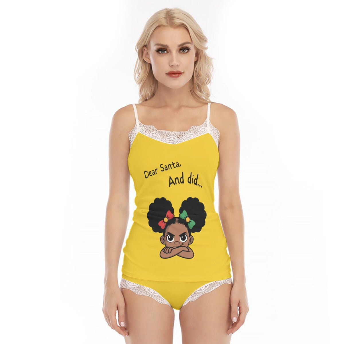 Santa And Did Lace Pajamas - Yellow