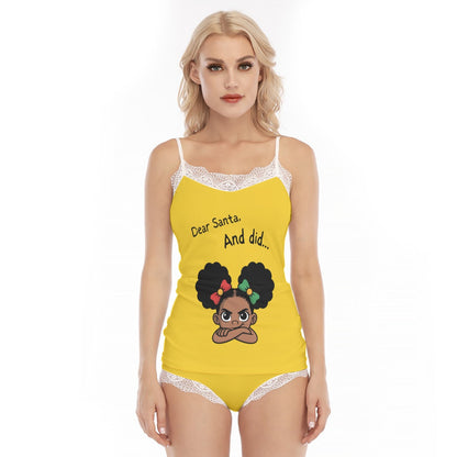 Santa And Did Lace Pajamas - Yellow
