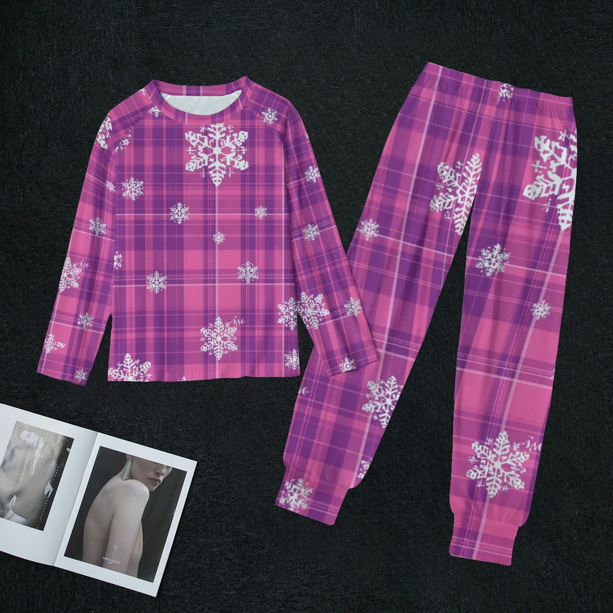 Pink Plaid Snowflakes